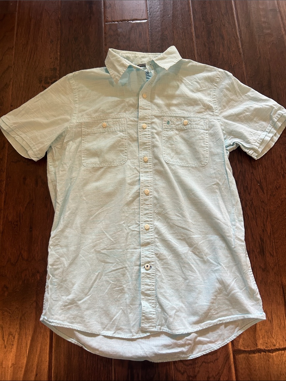 Izod Saltwater Relaxed Classics Light Blue Striped Short-Sleeve Button-Up Shirt